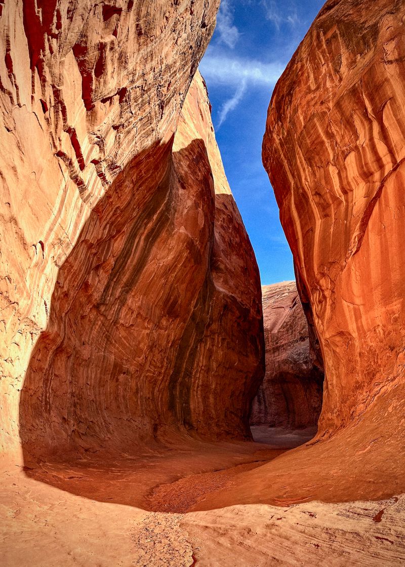 Sculpted lower narrows of Leprechaun Canyon, North Wash, Utah