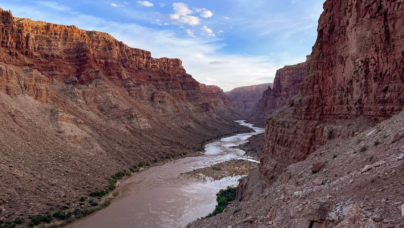 Elevated view from a rocky slope in Cataract Canyon