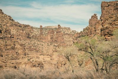 Hoodoos and spires above a side canyon in the eroded rim of the Tavaputs Plateau.