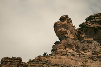 A skull-shaped sandstone formation on the canyon rim.